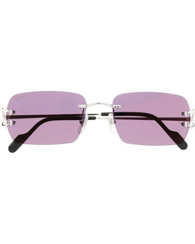 Cartier Tinted Rectangle-frame Sunglasses - Purple