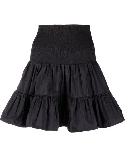 Maje Ruffle-detail Smocked Miniskirt - Black