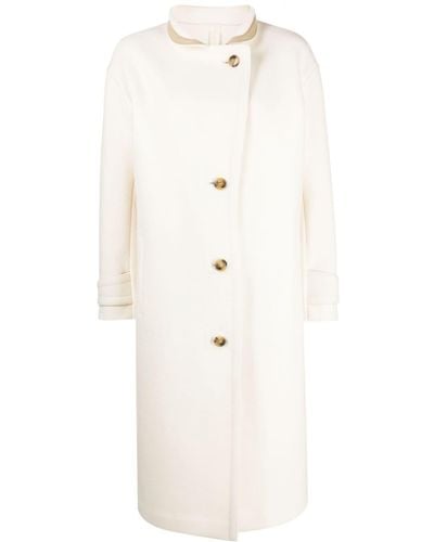 Yves Salomon Virgin Wool Single-breasted Coat - White