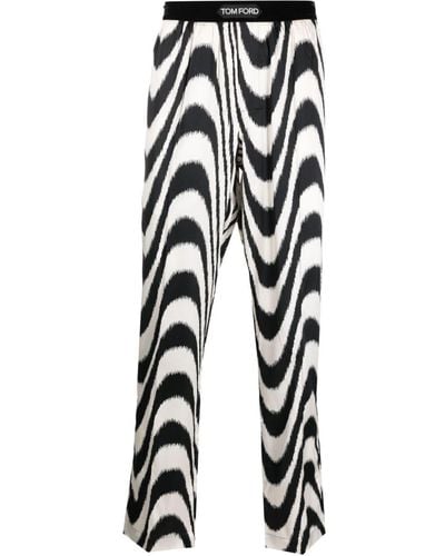 Tom Ford Abstract-print Silk Trousers - White