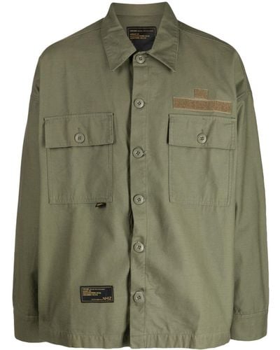 Izzue Flap-pocket Cotton Shirt - Green