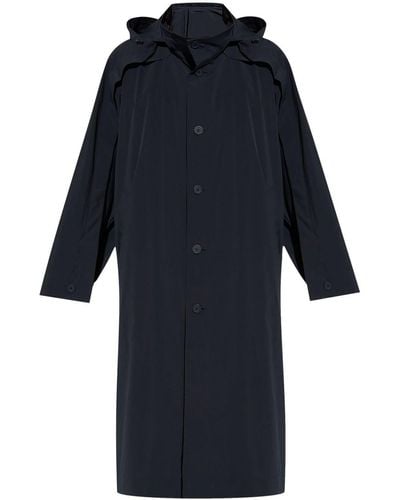 Homme Plissé Issey Miyake Wing Stand-collar Hooded Coat - Blue