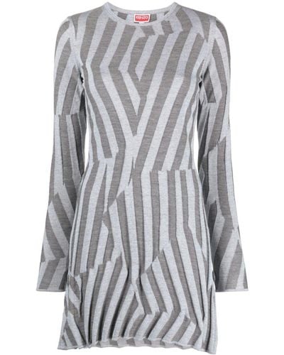 KENZO Geometric Knit Minidress - Grey