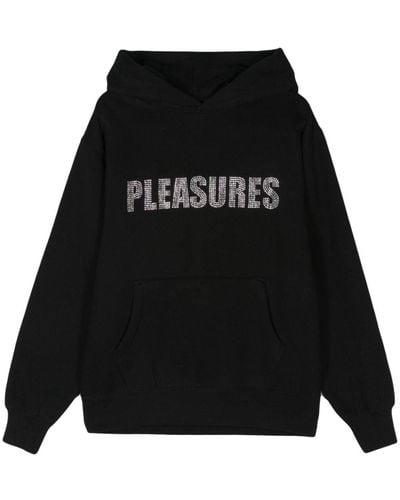 Pleasures Rhinestone-Logo Pullover Hoodie - Black