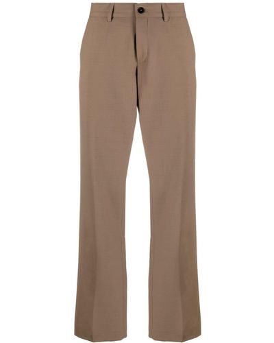 Closed Straight-leg Mid-rise Trousers - Brown