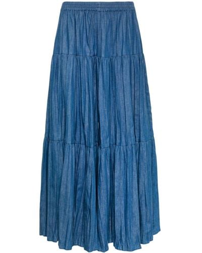 Gucci Falda vaquera con capas escalonadas - Azul