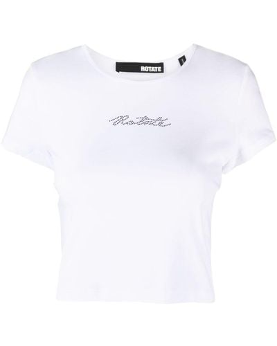ROTATE BIRGER CHRISTENSEN T-shirt crop à logo appliqué - Blanc