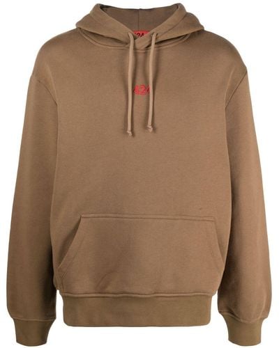 424 Embroidered-logo Cotton Hoodie - Brown