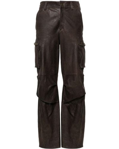 Salvatore Santoro Straight-leg Cargo Leather Pants - Black