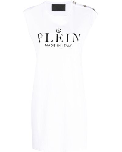 Philipp Plein Logo Print T-shirt Dress - White