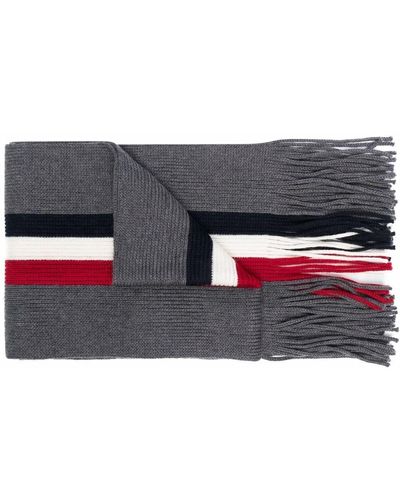 Moncler Logo-patch Knitted Scarf - Grey