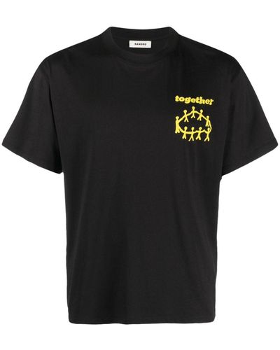 Sandro Graphic-print Cotton T-shirt - Black