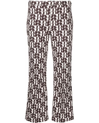 Max Mara Pantalones capri con estampado gráfico - Blanco