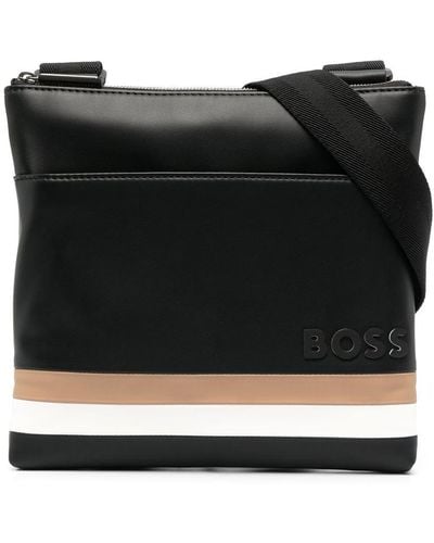 BOSS Byron Faux-leather Messenger Bag - Black