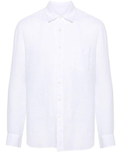 120% Lino Camisa con botones - Blanco