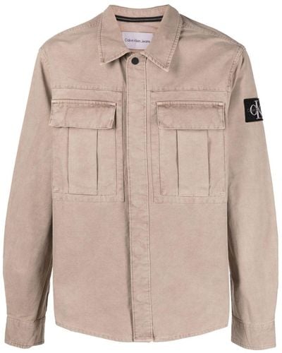 Calvin Klein Cargo-pockets Cotton Overshirt - Natural
