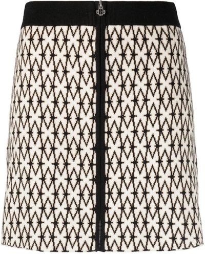 Maje Intarsia-knit Monogram Miniskirt - Black