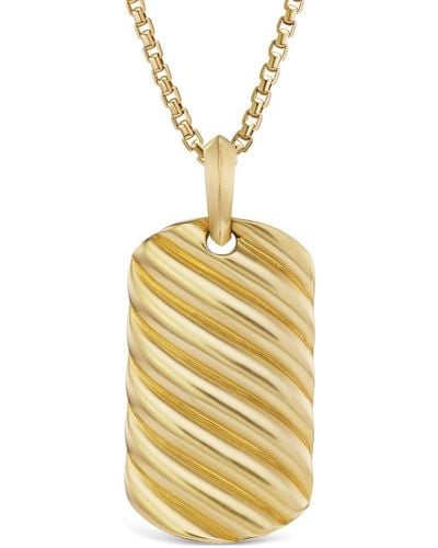 David Yurman 18kt Yellow Gold Sculpted Cable Tag Necklace Charm - Metallic