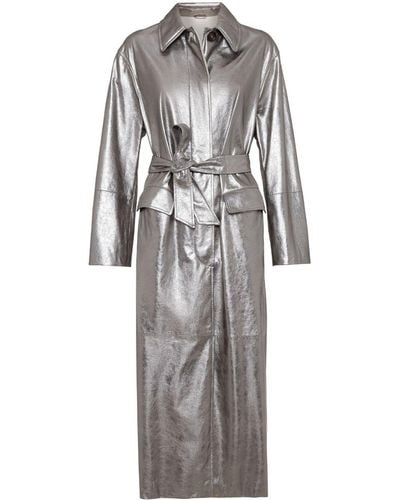 Brunello Cucinelli Metallic Leather Coat - Grey