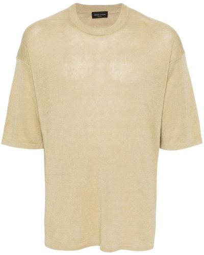 Roberto Collina Knitted Linen T-shirt - Natural