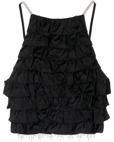 ShuShu/Tong Crystal-embellished Tiered Cropped Top - Black