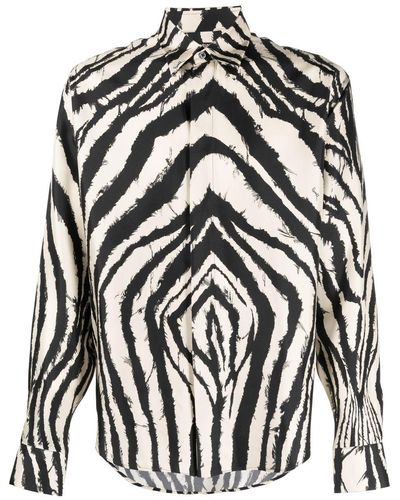 Roberto Cavalli Zebra-print Silk Shirt - Natural