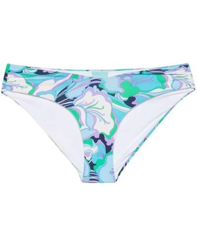 Melissa Odabash Floral Ruched Bikini Bottom - Blue