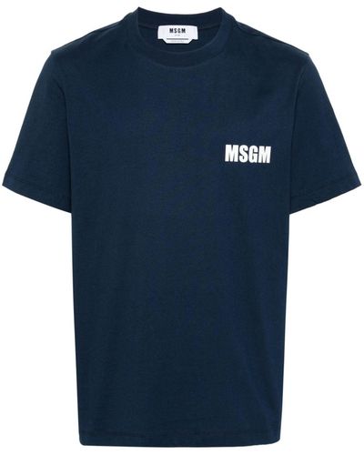 MSGM T-Shirt mit Logo-Print - Blau