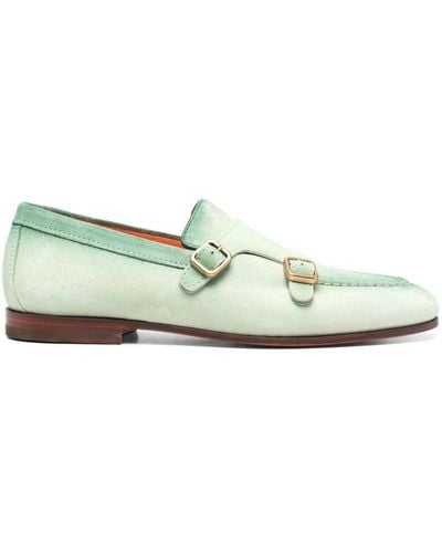 Santoni Gradient-effect Suede Monk Shoes - Green