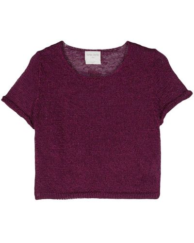Forte Forte Knitted Cropped T-shirt - Purple