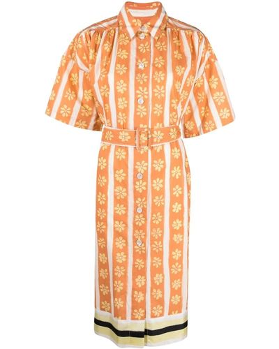 Marni フローラル シャツドレス - オレンジ