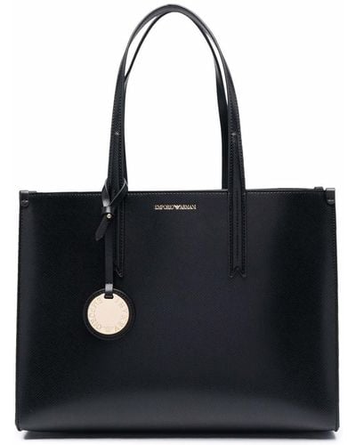 Emporio Armani Bolso shopper con etiqueta del logo - Negro