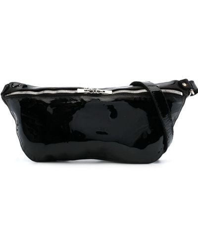 Guidi Zip-fastening Patent Leather Belt Bag - Black