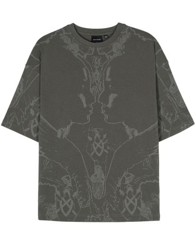 Daily Paper Rythm Outline-print Cotton T-shirt - Grey