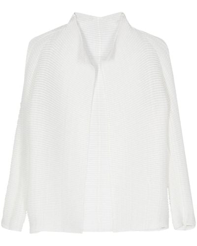 Issey Miyake Semi-sheer plissé jacket - Bianco