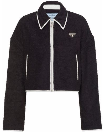 Prada Veste zippée en éponge - Noir