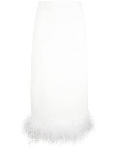 Miu Miu Jupe bordée de plumes à taille haute - Blanc
