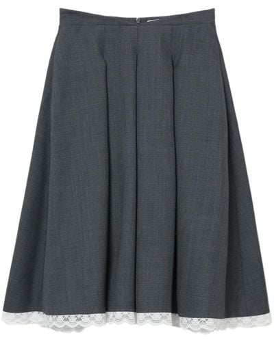 ShuShu/Tong Lace-trim Pleated Skirt - Gray