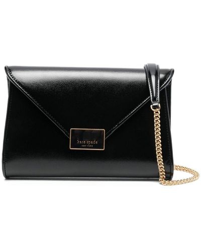 Kate Spade Bandolera con placa del logo - Negro