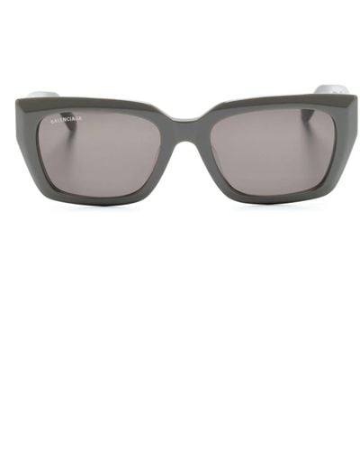 Balenciaga Logo-lettering Square-frame Sunglasses - Gray