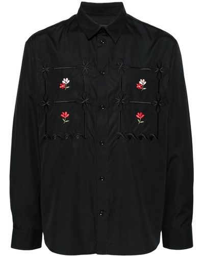 Simone Rocha Overhemd Met Geborduurde Bloemen - Zwart