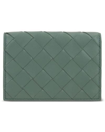 Bottega Veneta Intrecciato Leather Cardholder - Green
