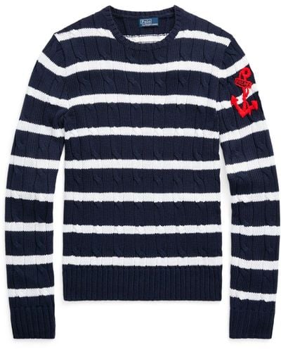 Polo Ralph Lauren Striped Cable-knit Sweater - Blue