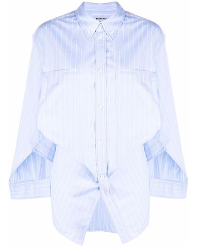 Balenciaga Swing Twisted Cotton Shirt - Blue