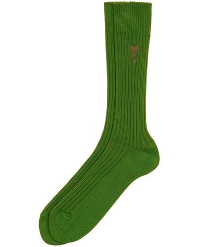 Ami Paris Ami De Coeur Monogram Socks - Green