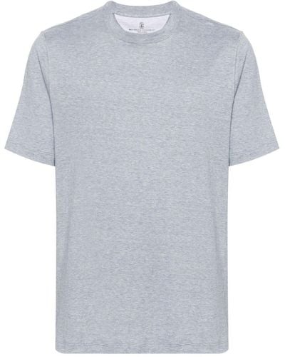 Brunello Cucinelli Jersey-T-Shirt mit meliertem Effekt - Grau