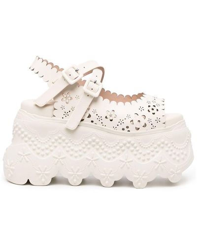 Simone Rocha Sandalias con plataforma plana - Blanco