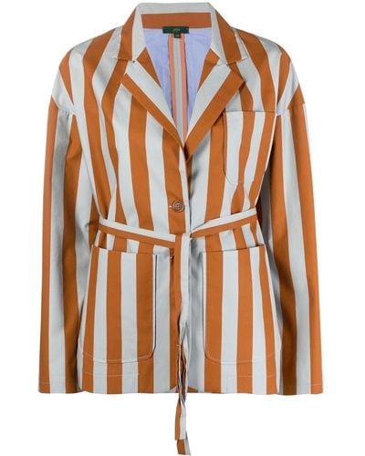 Jejia Camille Striped Cotton Blazer - Orange