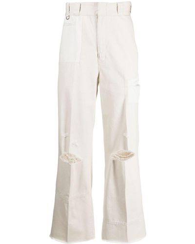 Undercover Distressed Straight-leg Trousers - Natural
