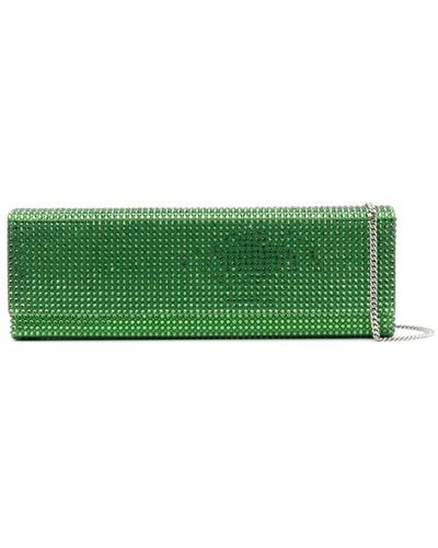 AMINA MUADDI Paloma Crystal-embellished Clutch Bag - Green